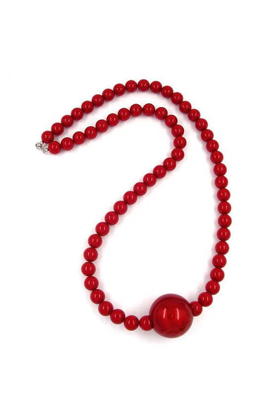 NECKLACE BEADS 35/12MM RED 75CM