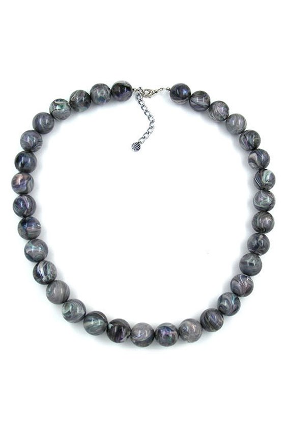 NECKLACE BEADS 16MM GREY 55CM