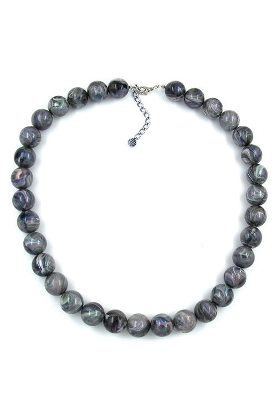 NECKLACE BEADS 16MM GREY 55CM