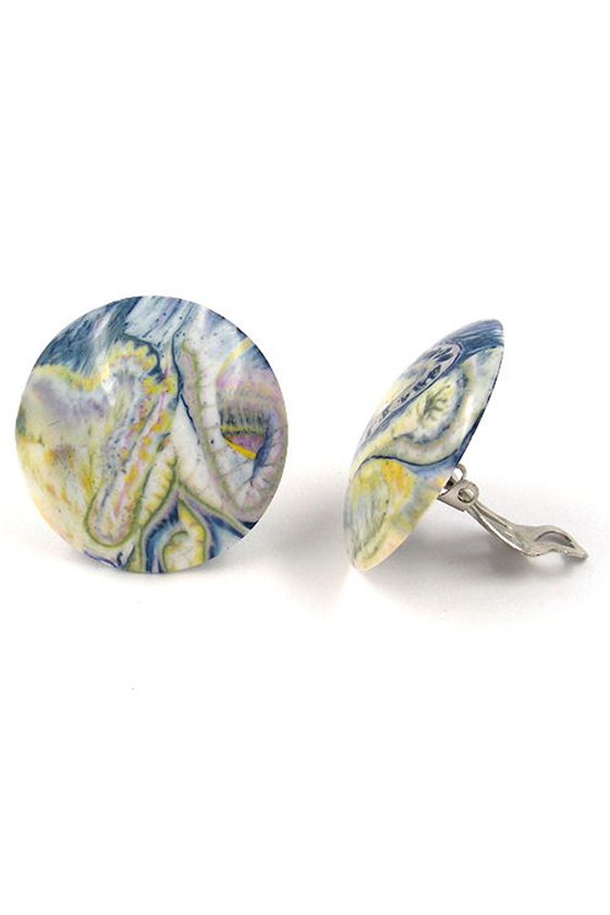 EARRING CLIP-ON YELLOW-BLUE-WHITE-PINK
