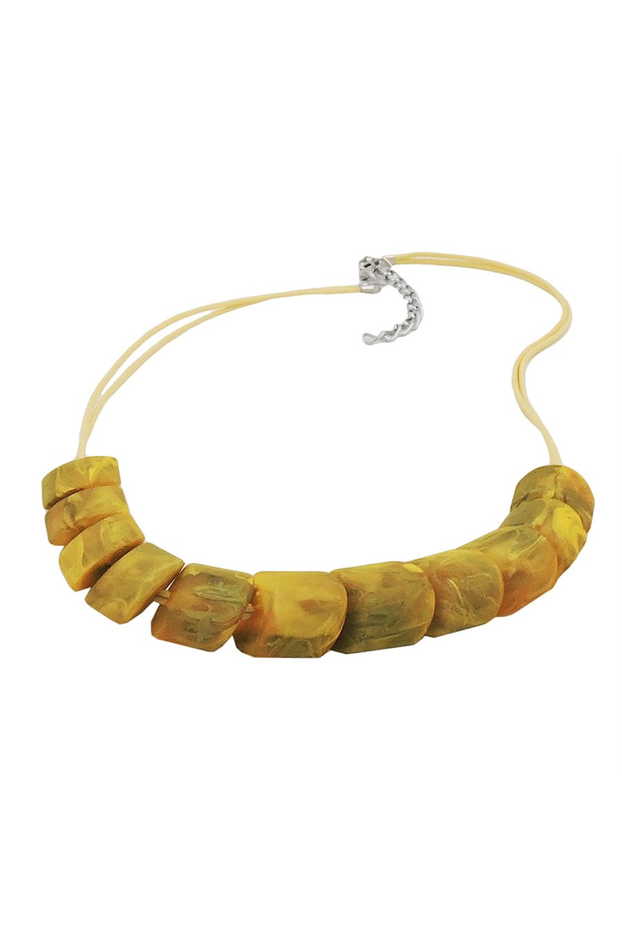 NECKLACE SLANTED BEADS YELLOW OLIVE
