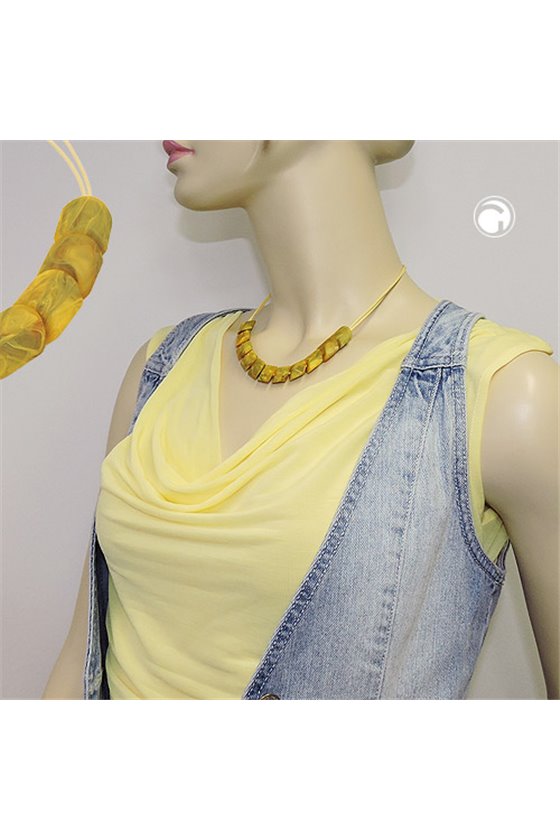 NECKLACE SLANTED BEADS YELLOW OLIVE