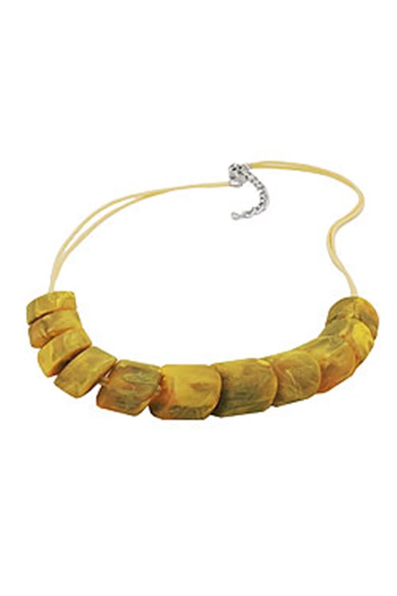 NECKLACE SLANTED BEADS YELLOW OLIVE