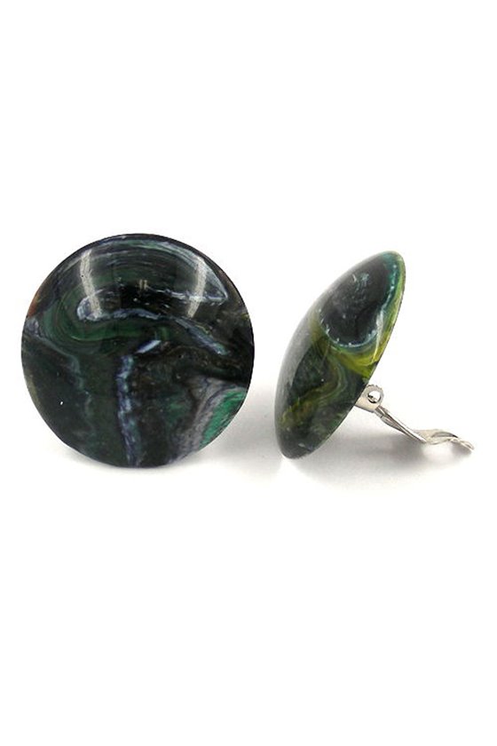 CLIP-ON EARRING GREEN WHITE