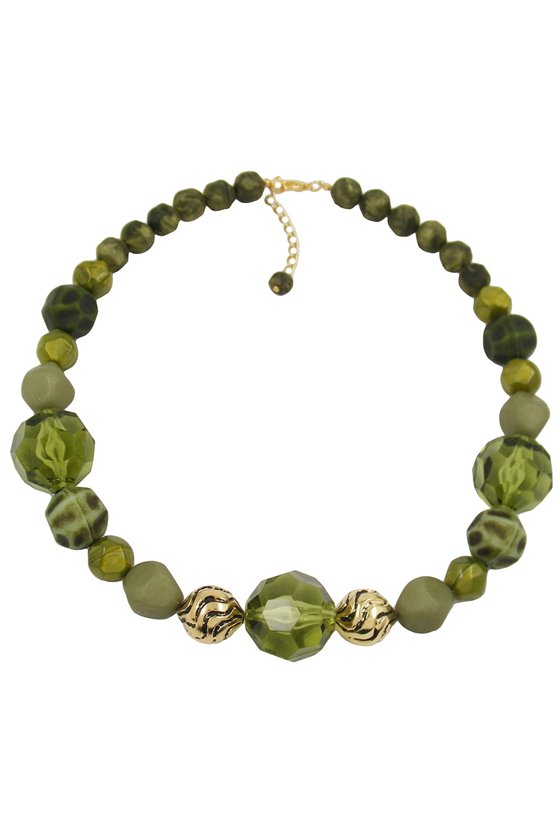 NECKLACE GREEN BEADS 50CM