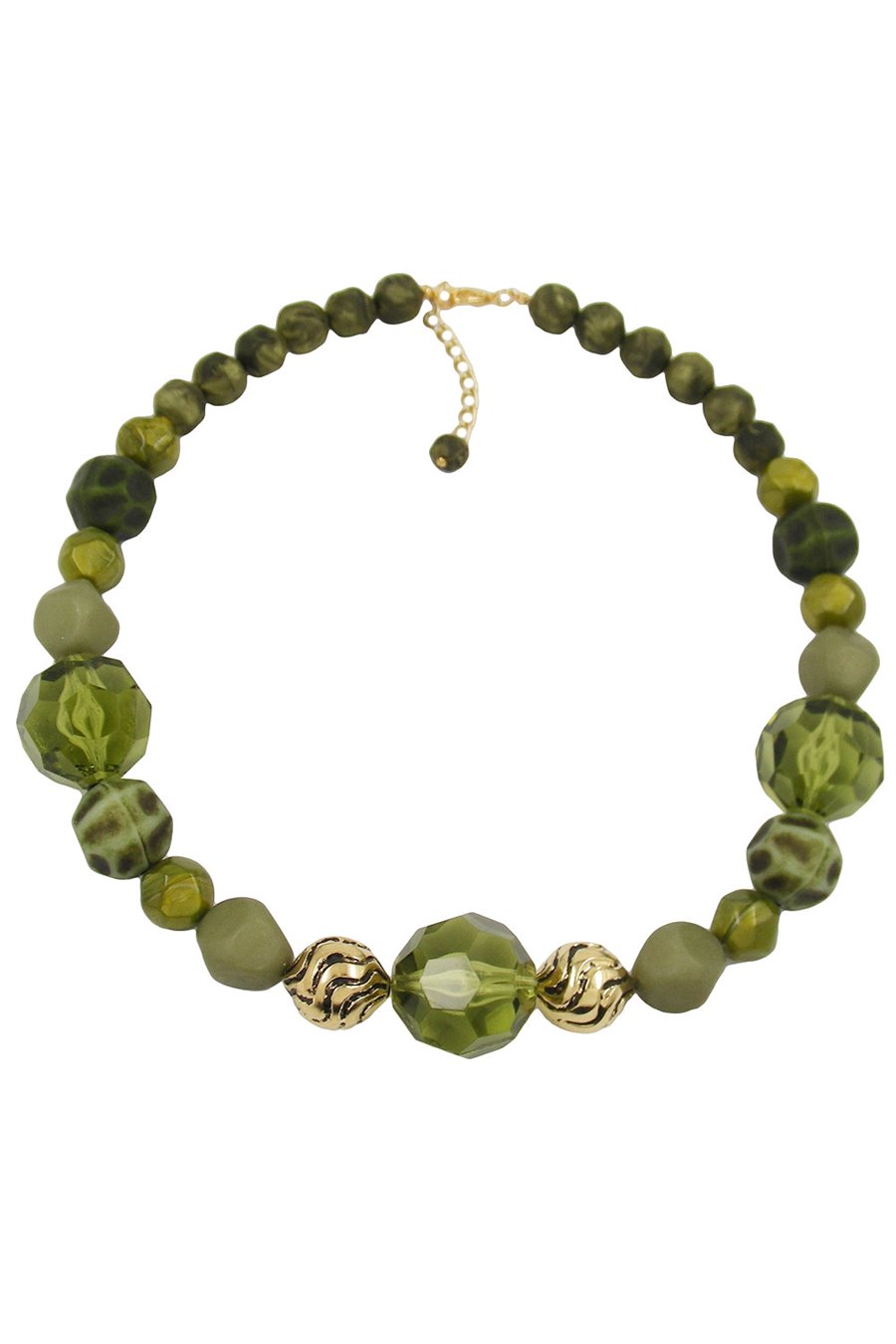 NECKLACE GREEN BEADS 50CM