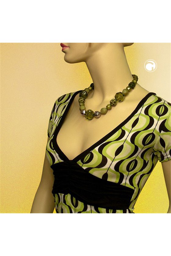NECKLACE GREEN BEADS 50CM