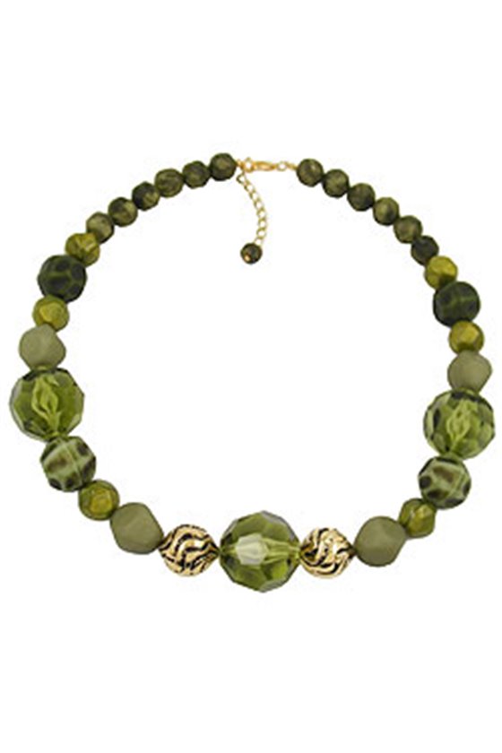 NECKLACE GREEN BEADS 50CM