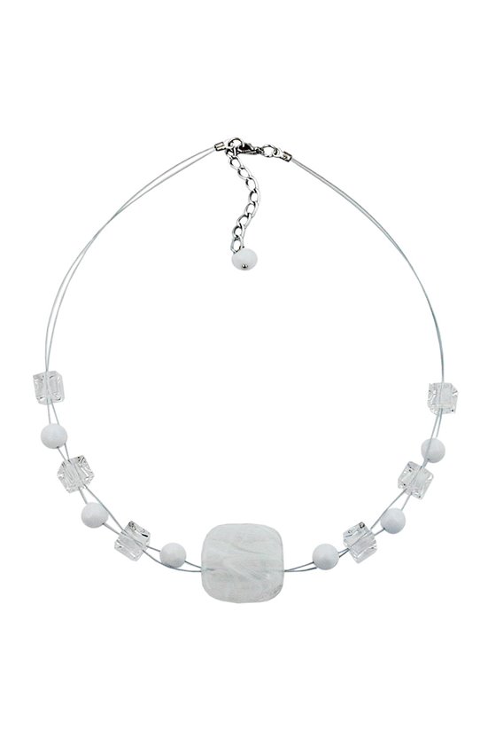 NECKLACE WHITE-TRANSPARENT 42CM