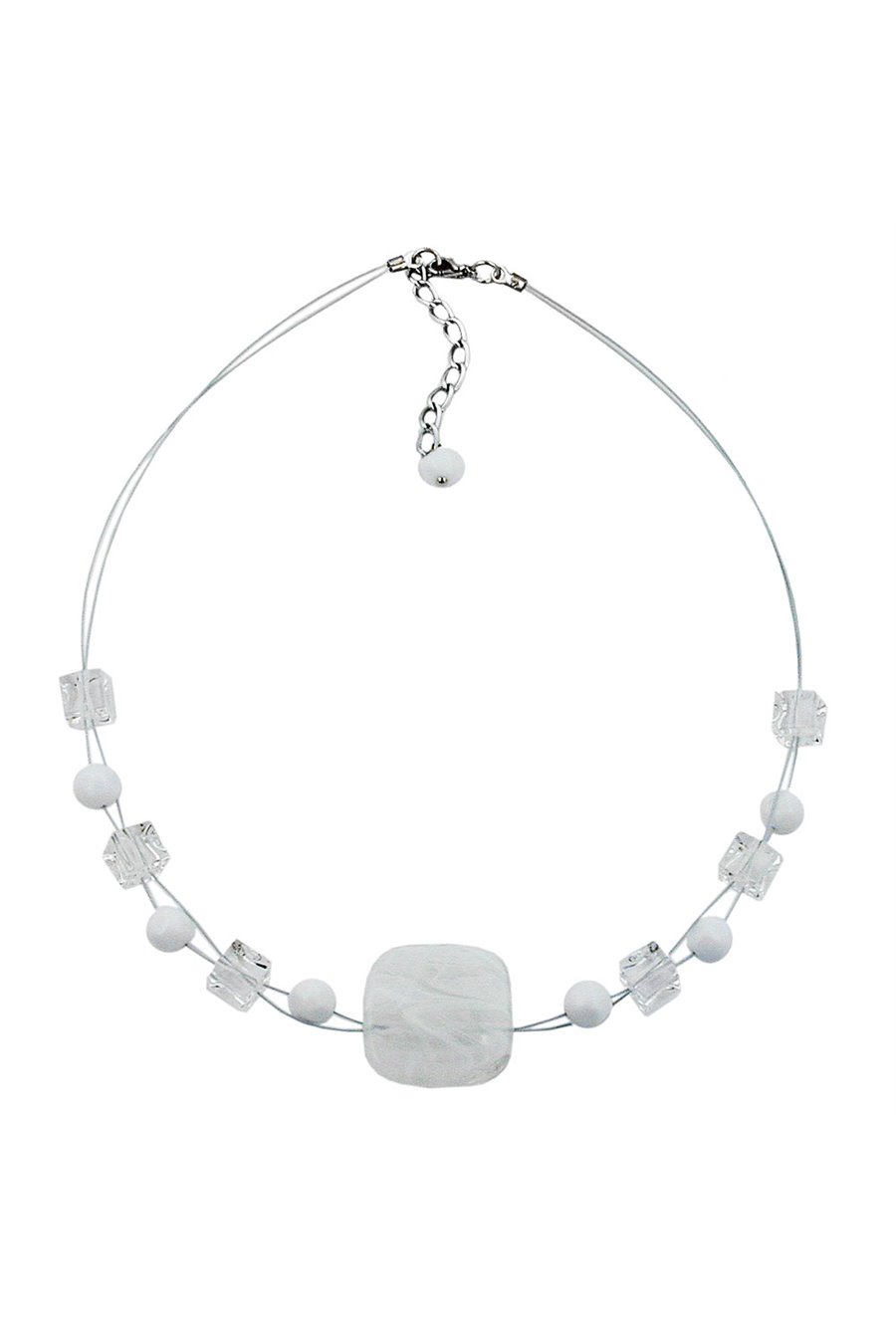 NECKLACE WHITE-TRANSPARENT 42CM