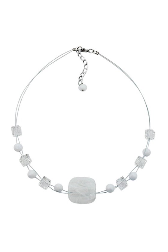NECKLACE WHITE-TRANSPARENT 42CM