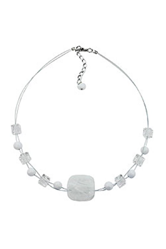 NECKLACE WHITE-TRANSPARENT 42CM