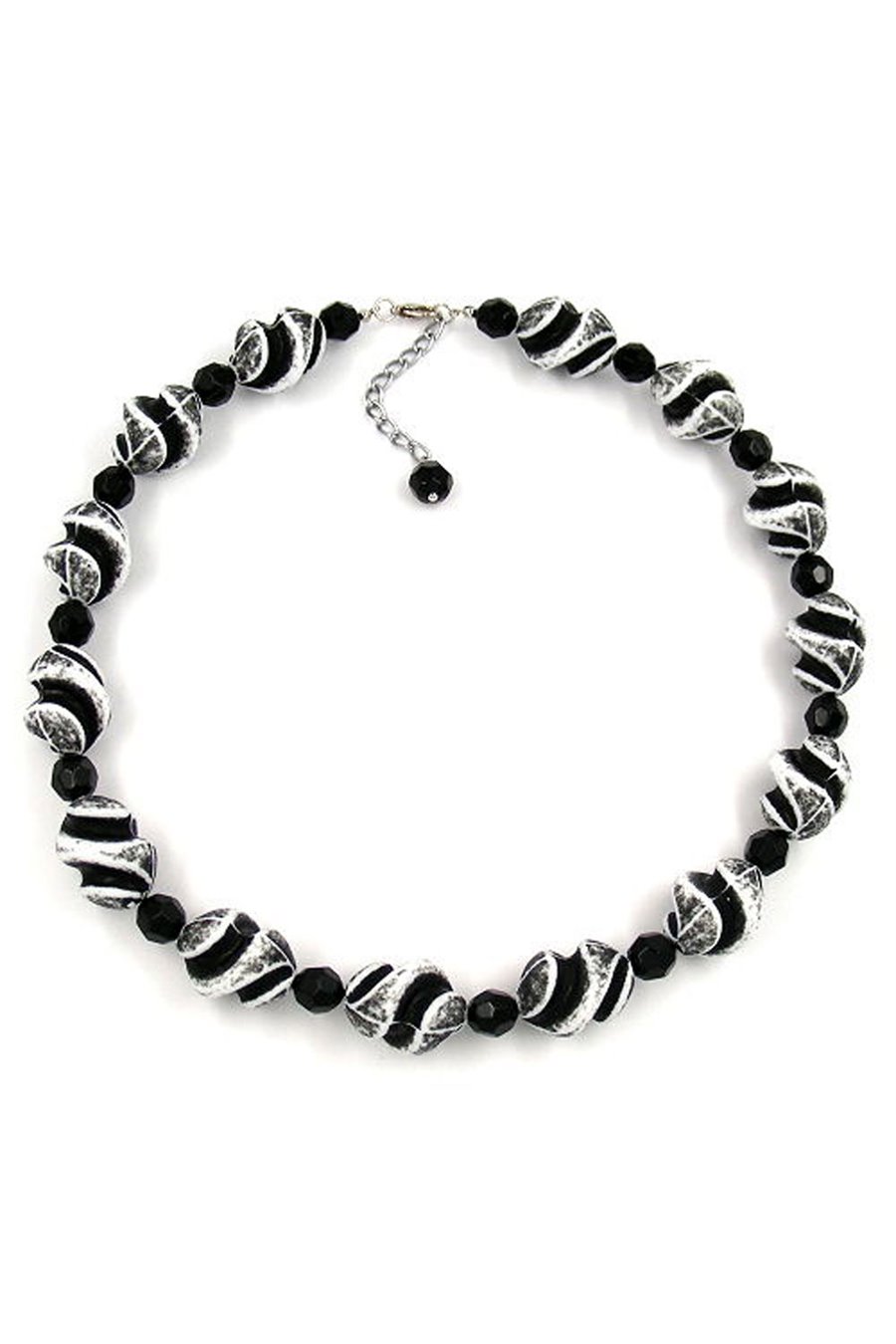 NECKLACE BEADS BLACK-WHITE 50CM