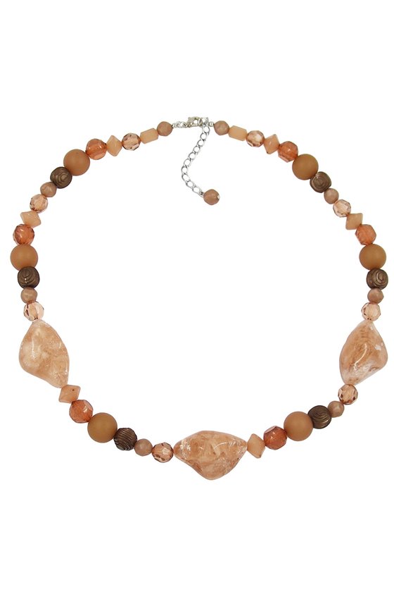 NECKLACE CRASH-NUGGET-BEADS BROWN 55CM