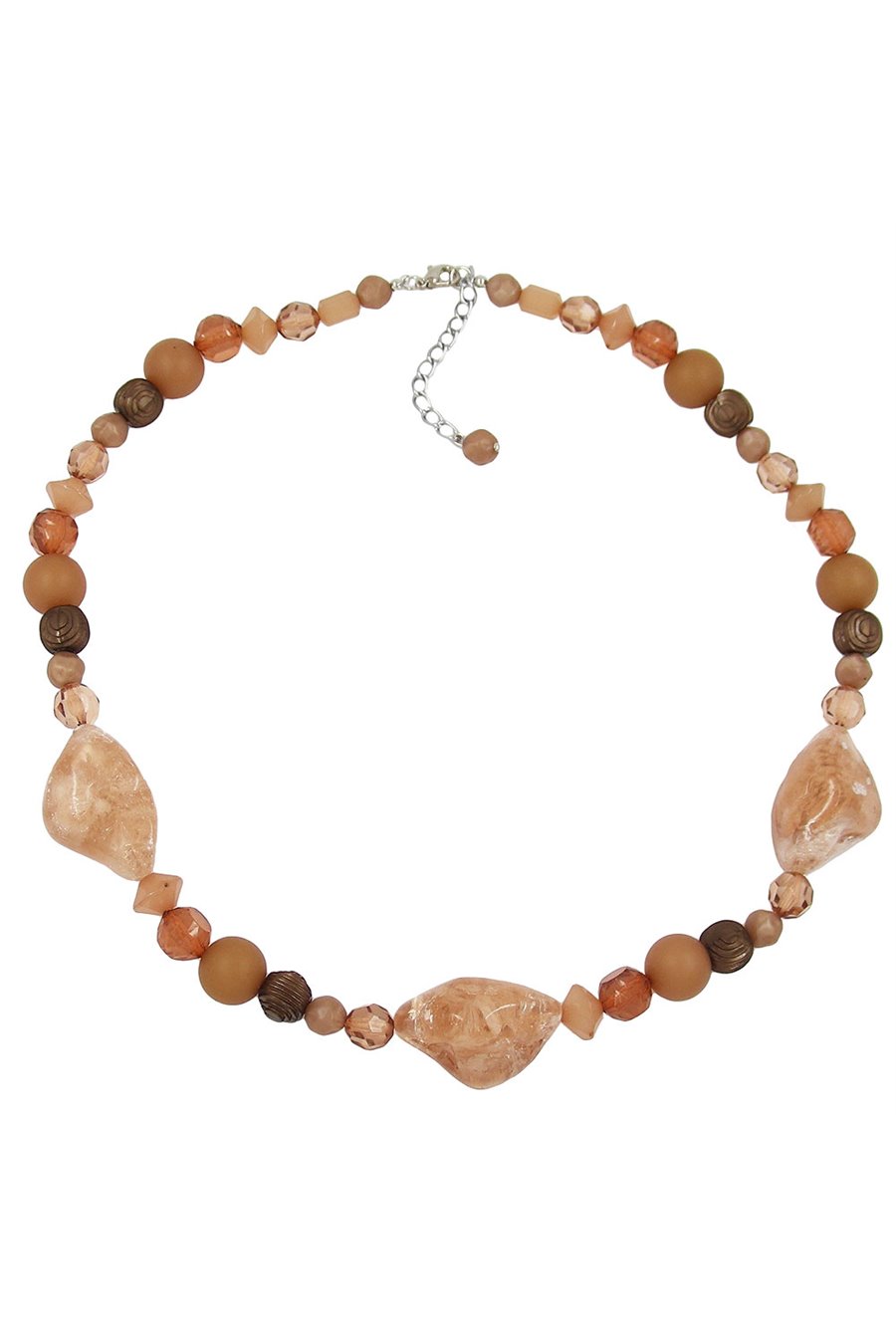 NECKLACE CRASH-NUGGET-BEADS BROWN 55CM