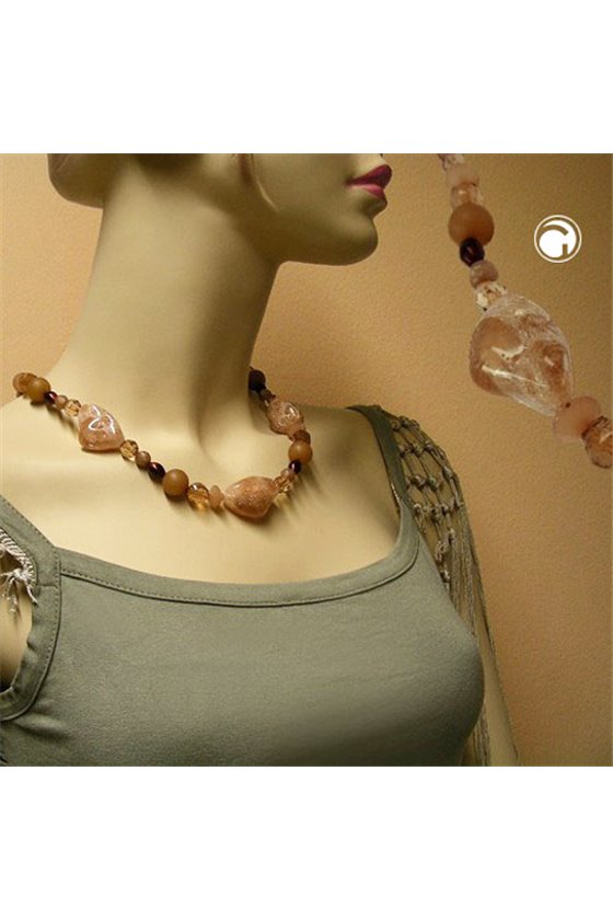 NECKLACE CRASH-NUGGET-BEADS BROWN 55CM