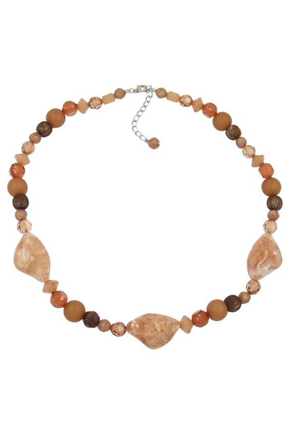 NECKLACE CRASH-NUGGET-BEADS BROWN 55CM