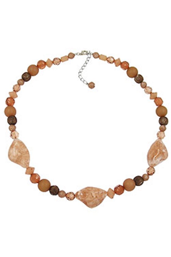 NECKLACE CRASH-NUGGET-BEADS BROWN 55CM