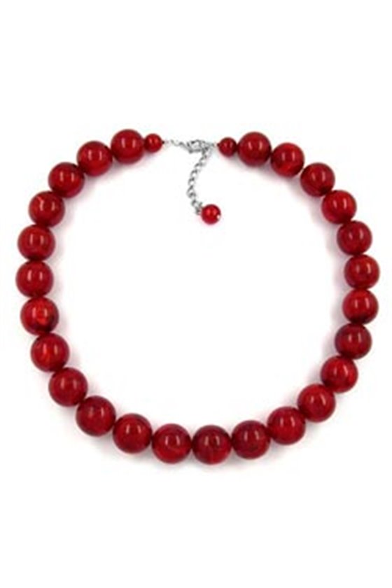 NECKLACE BEADS 18MM DARK-RED
