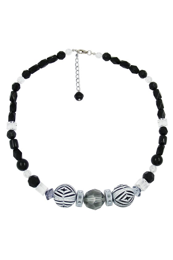 NECKLACE BLACK & WHITE BEADS 50CM