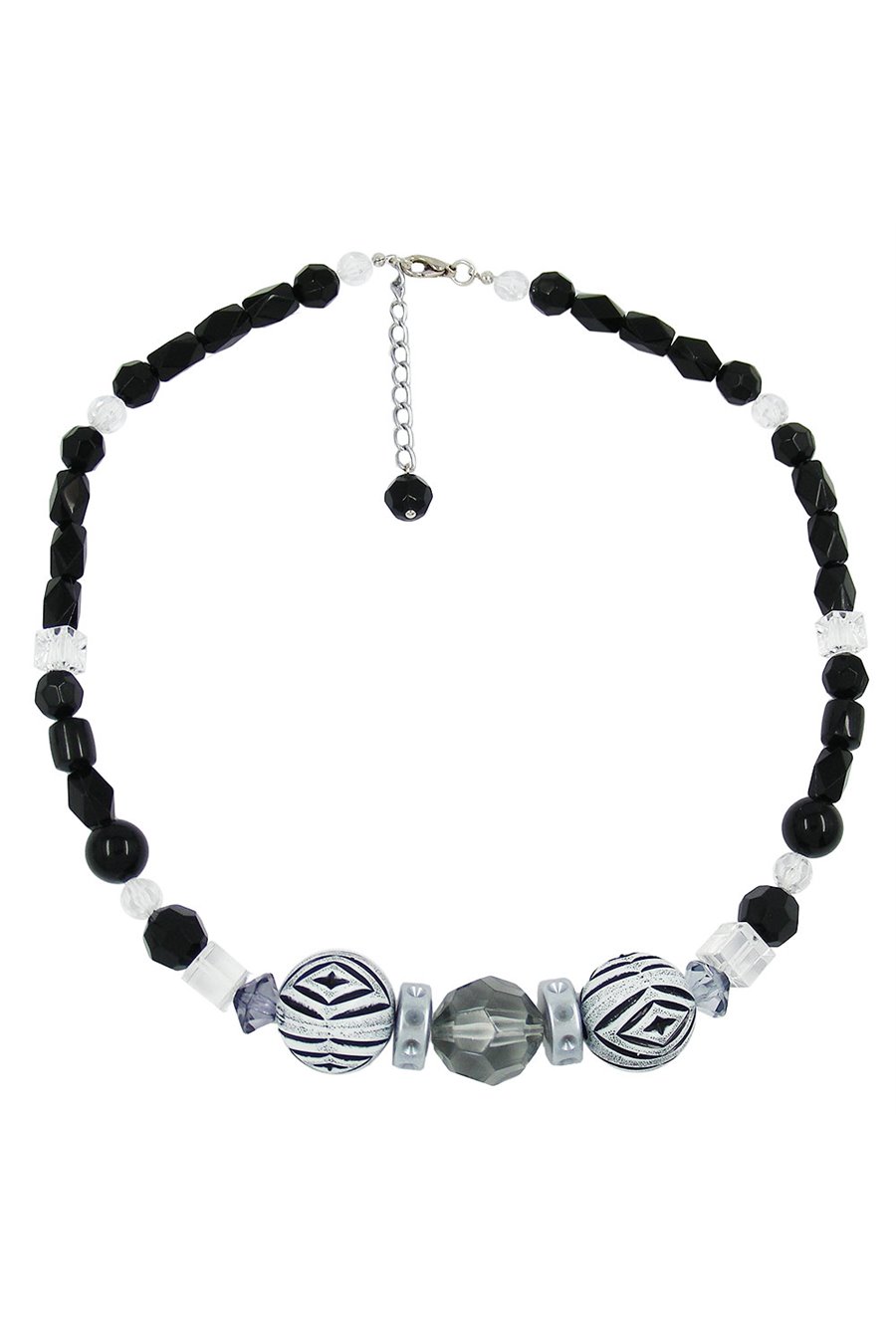 NECKLACE BLACK & WHITE BEADS 50CM