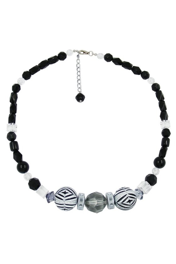 NECKLACE BLACK & WHITE BEADS 50CM