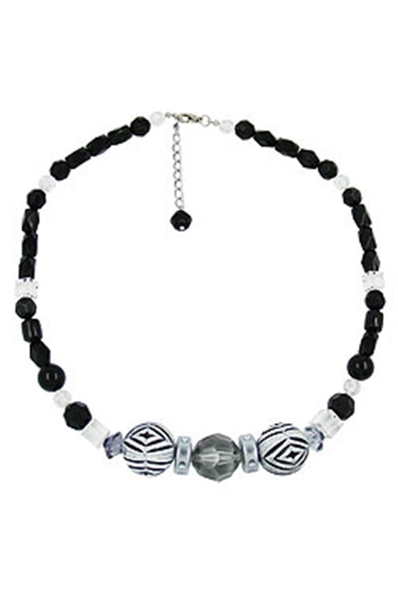 NECKLACE BLACK & WHITE BEADS 50CM