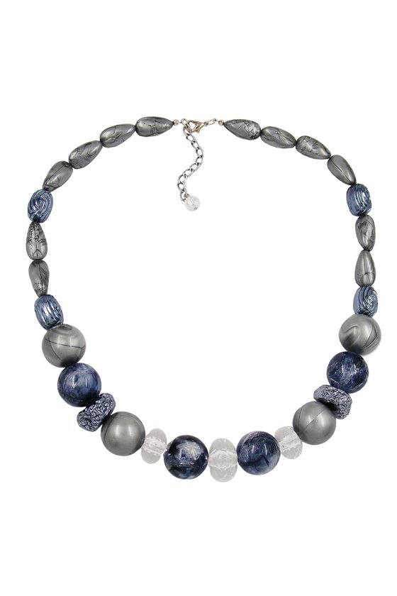 NECKLACE CRASH-BEADS GREY 55CM