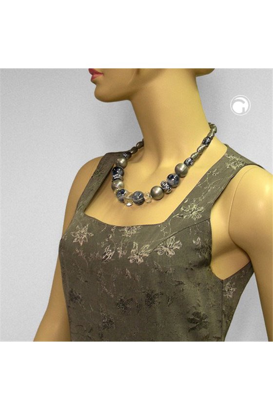 NECKLACE CRASH-BEADS GREY 55CM