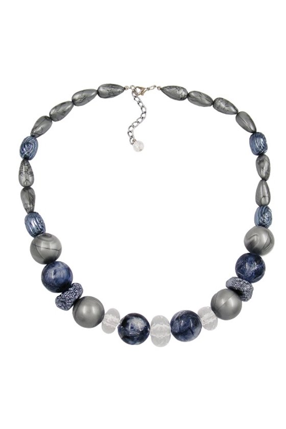 NECKLACE CRASH-BEADS GREY 55CM