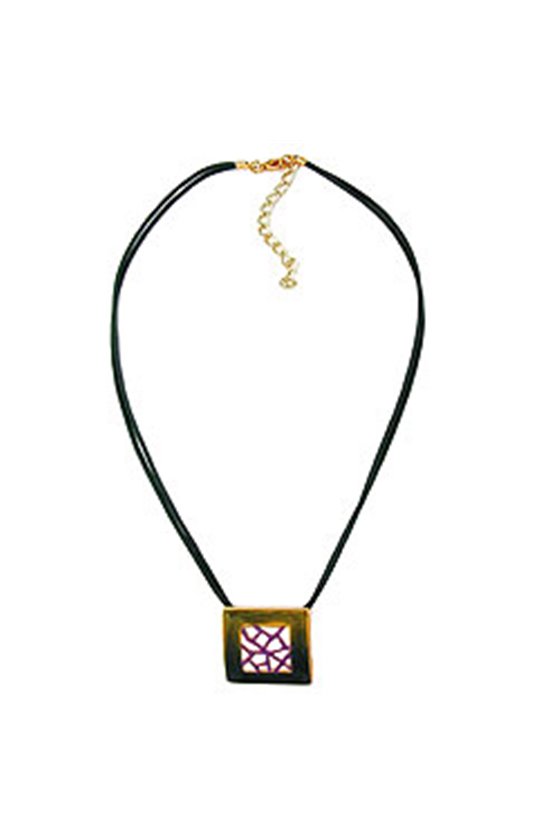 NECKLACE SQUARE GREEN-PURPLE 42CM