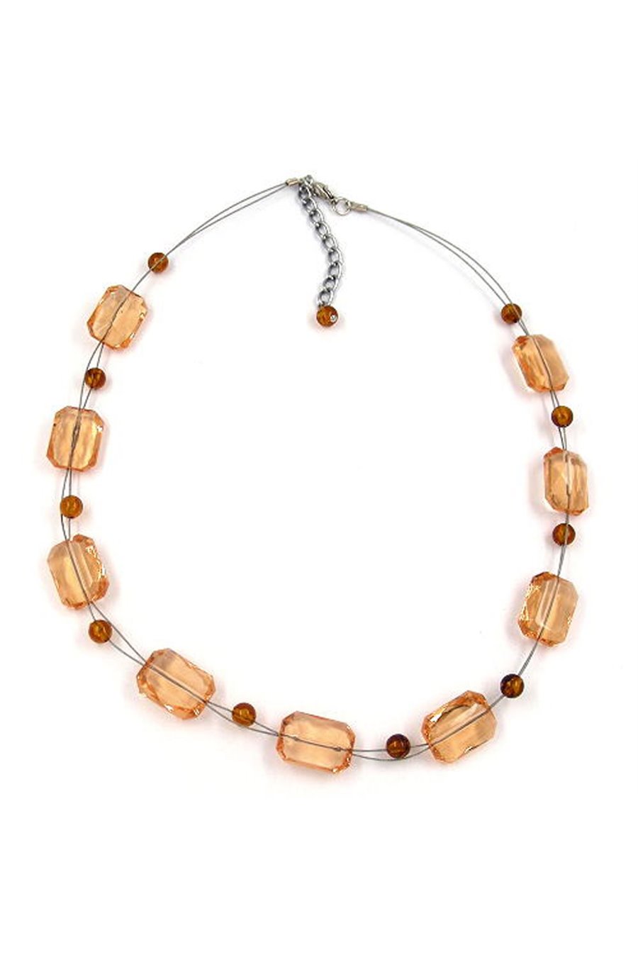 NECKLACE SQUARE BEADS CHAMPAGNER-COLOURED 45CM