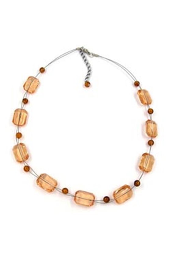 NECKLACE SQUARE BEADS CHAMPAGNER-COLOURED 45CM