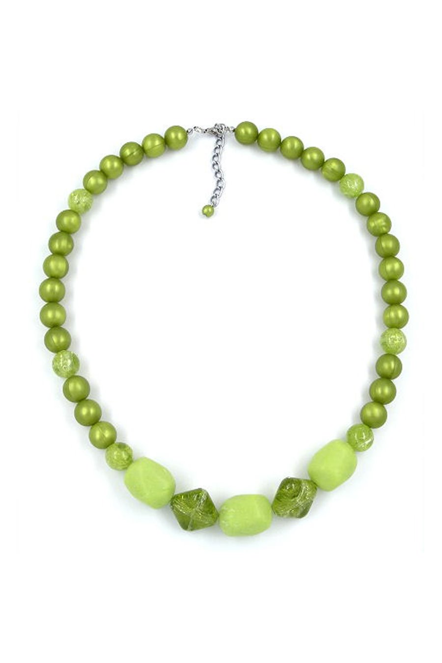 NECKLACE TUBES & BEADS GREEN 55CM