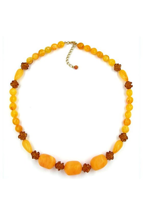 NECKLACE TUBES & BEADS BROWN 55CM