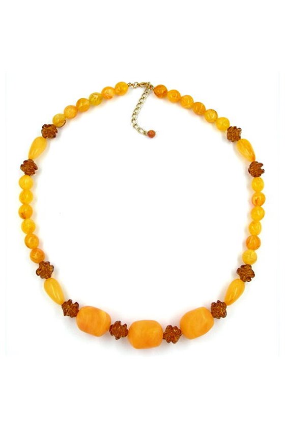 NECKLACE TUBES & BEADS BROWN 55CM