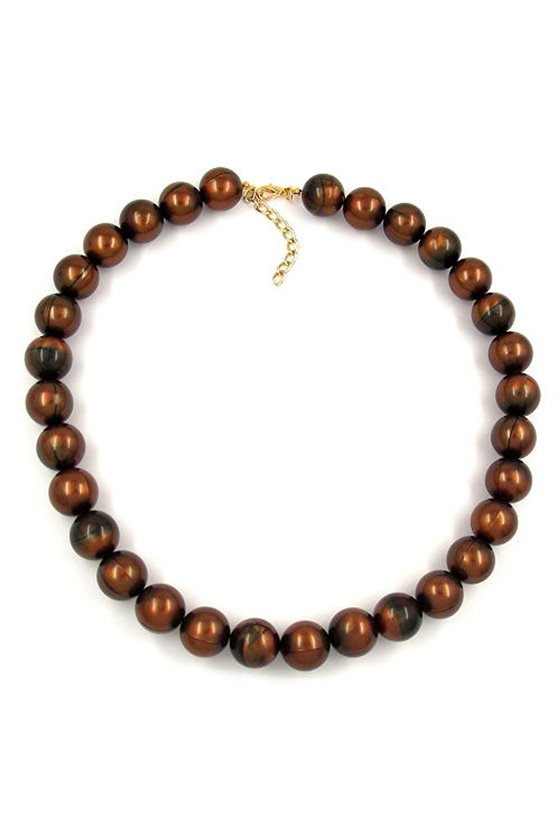 NECKLACE BEADS 16MM DARK-BROWN 50CM