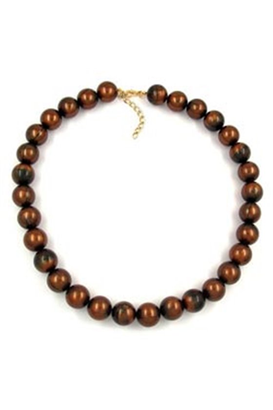 NECKLACE BEADS 16MM DARK-BROWN 50CM