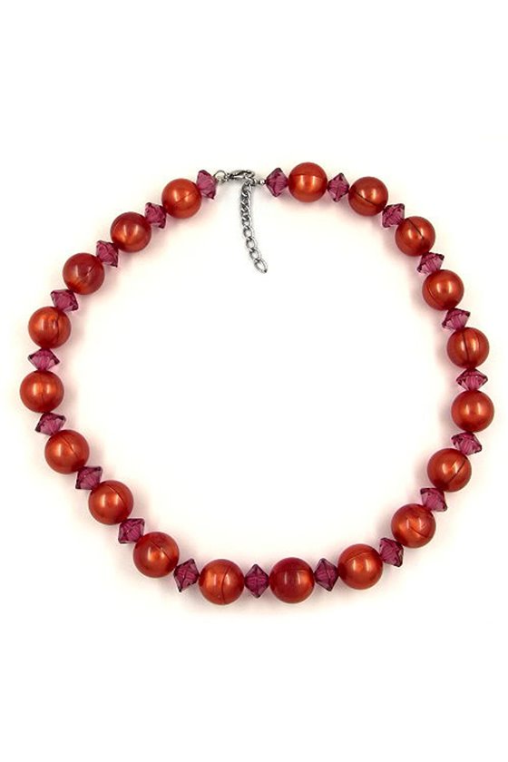 NECKLACE BEADS 18MM RED-BROWN 50CM