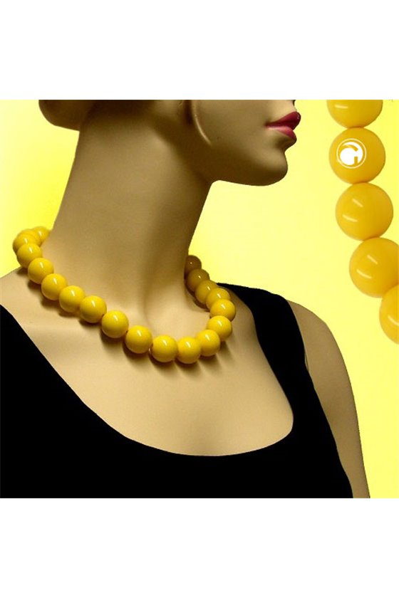 NECKLACE BEADS 20MM YELLOW-SHINY 50CM