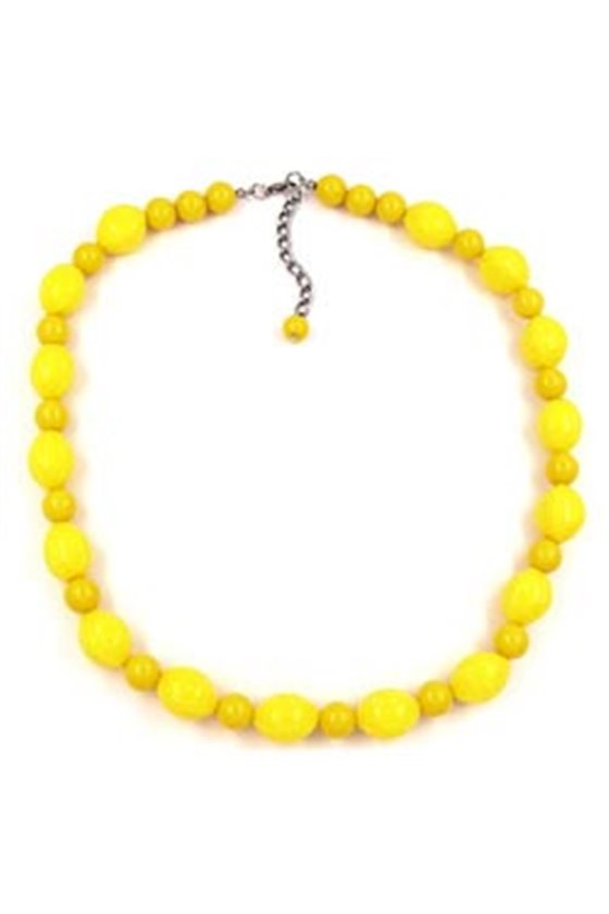 NECKLACE BEADS WITH GRAVUR YELLOW 50CM