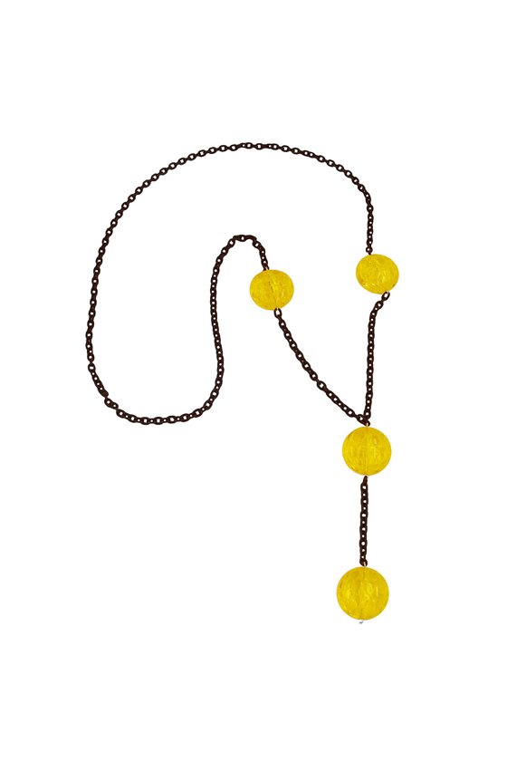 NECKLACE EYE-CATCHING BEADS YELLOW 90CM
