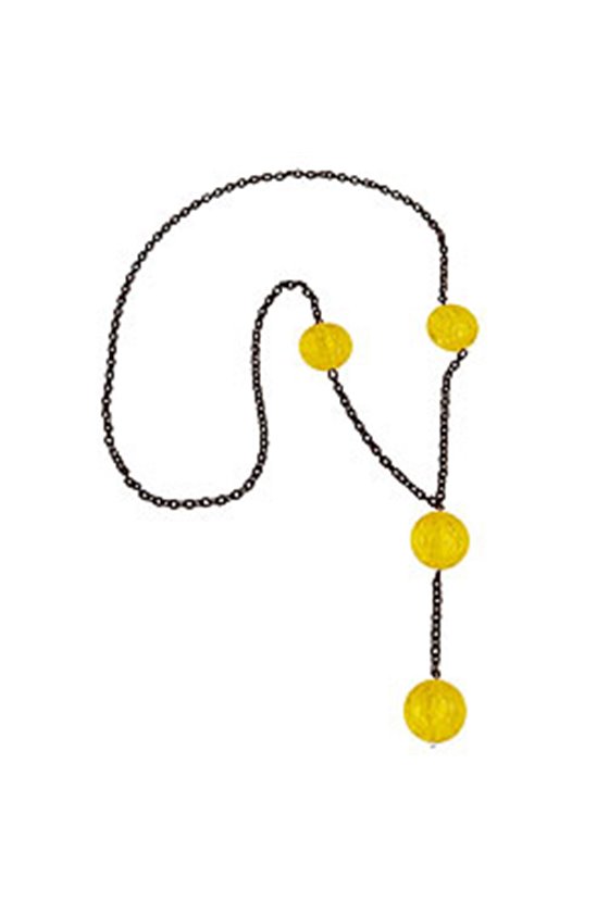 NECKLACE EYE-CATCHING BEADS YELLOW 90CM