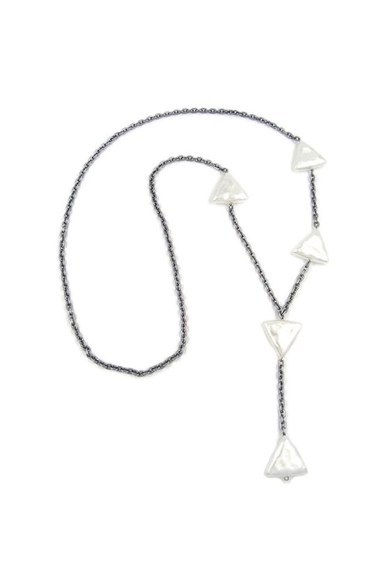 NECKLACE TRIANGLE WHITE ANCHOR CHAIN 90CM