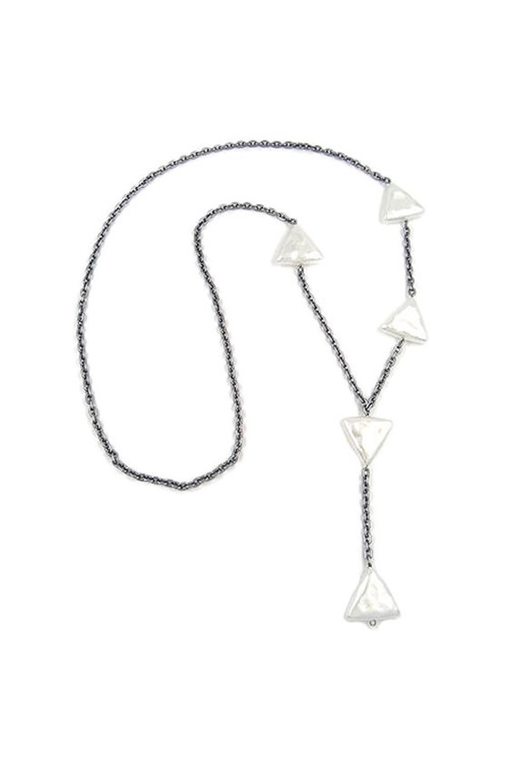 NECKLACE TRIANGLE WHITE ANCHOR CHAIN 90CM