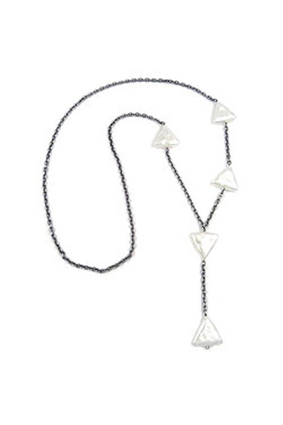 NECKLACE TRIANGLE WHITE ANCHOR CHAIN 90CM