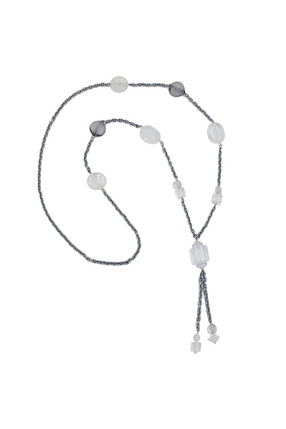 NECKLACE BEADS & CUBES TRANSPARENT 95CM