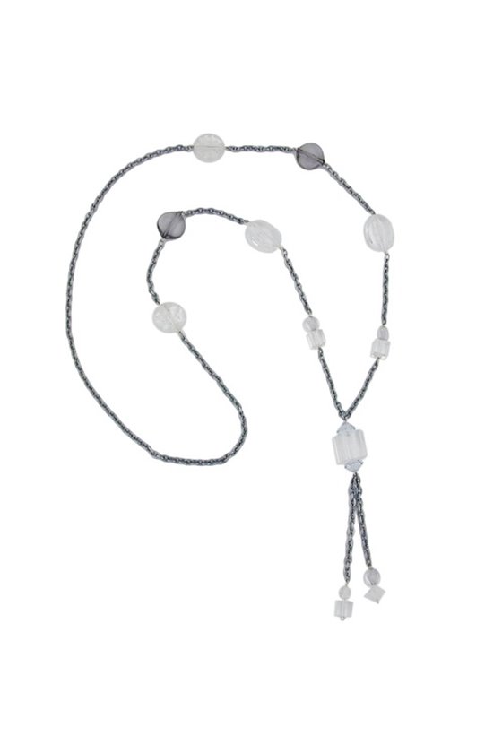 NECKLACE BEADS & CUBES TRANSPARENT 95CM