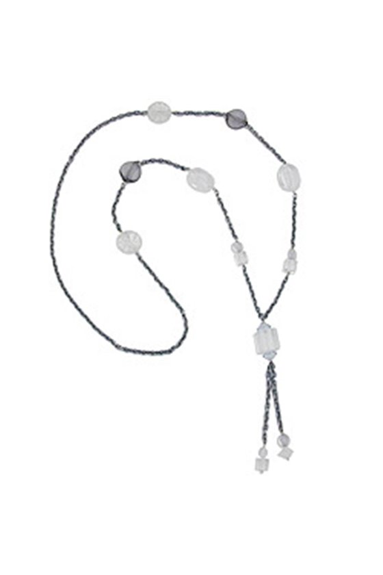 NECKLACE BEADS & CUBES TRANSPARENT 95CM