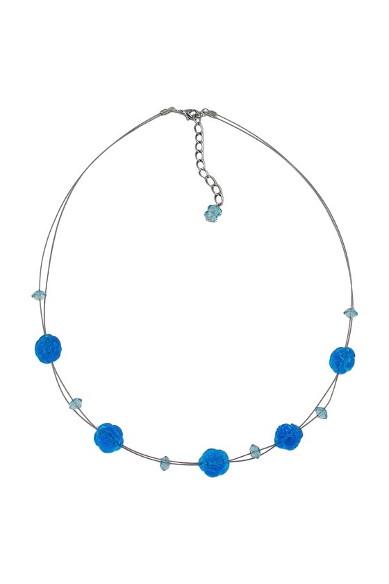 NECKLACE BEADS AQUA-BLUE TRANSPARENT